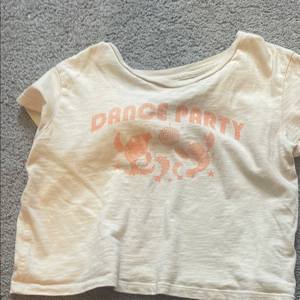 Cream and Orange Dance Graphic Short Sleeve Tee